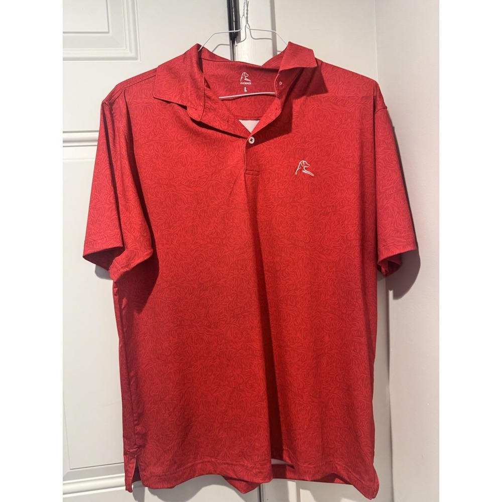 Rhoback The Tiger Polo Shirt Men's Size L Red Golf Performance